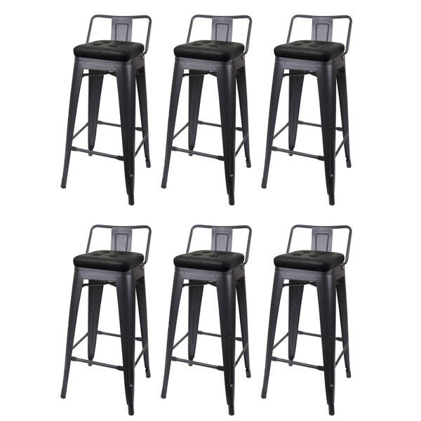 Latitude Run® 30Inch Black Seat Black Metal Bar Stool, set of 6 Wayfair